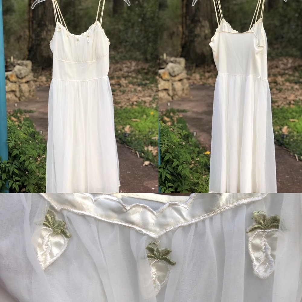 Vtg 1950’s Gotham Gold Stripe Chemise Slip Dress